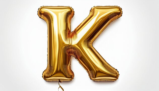 foil golden balloon letter k isolated on a white background