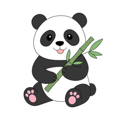 Panda Eating Bamboo Illustration © genovevaava