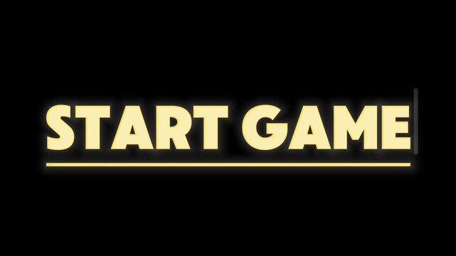 START GAME on black background with subtle yellow glow and outline, a simple yet impactful graphic element for digital interfaces and game menus