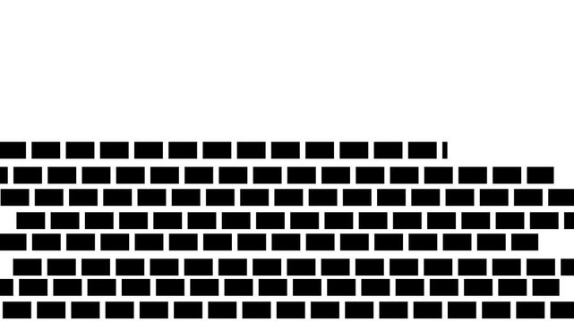 black Brick wall construction. Gray bricks installing, building wall. Concept of construction, protection on a white background