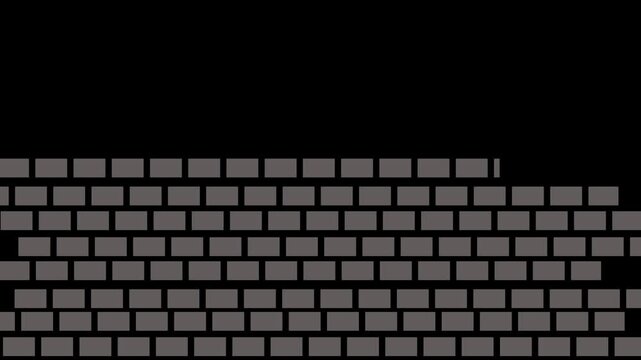 Almost black and white Brick wall construction. Gray bricks installing, building wall. Concept of construction, protection on a black background