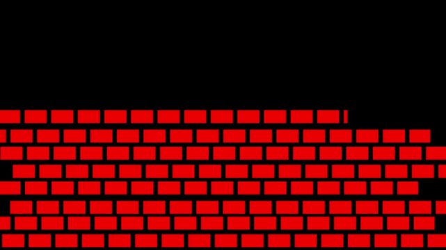 rad Brick wall construction. Gray bricks installing, building wall. Concept of construction, protection on a black background