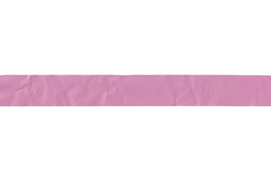 Adhesive pink ribbon isolated. Sticky ripped tape. Wrinkled adhesive tape piece.