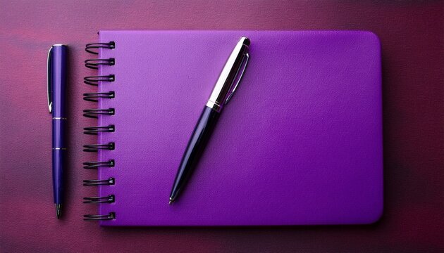 elegant purple spiral bound notebook notebook and pen