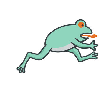 Cartoon frog jumping with tongue out