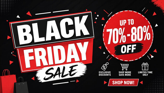 Black Friday 70 Off 80 Off Sale Banner Design
