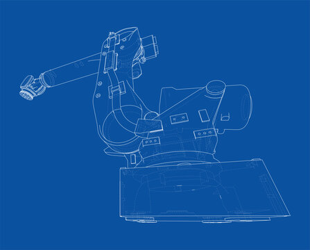 robotic arm blueprint illustration. Vector