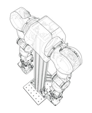 robotic arm wireframe illustration. Vector