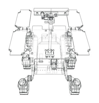 Mars rover wireframe illustration. Vector