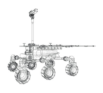 Mars rover wireframe illustration. Vector