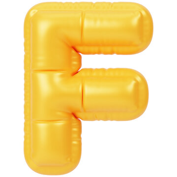 Inflate Alphabet Balloon F 3d render icon in cartoon plastic style minimal isolated on transparent white background	