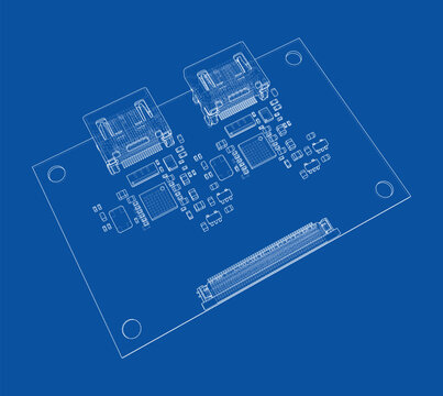 circuit board blueprint illustration. Vector