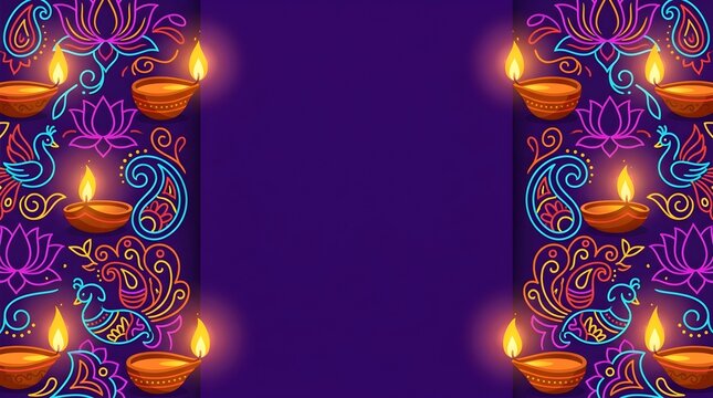 A vibrant and colorful diwali celebration with traditional lamps illuminating the festive spirit and joyous atmosphere