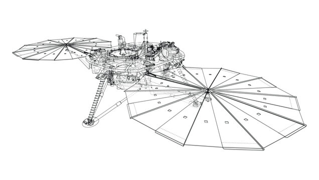 spacecraft wireframe illustration. Vector