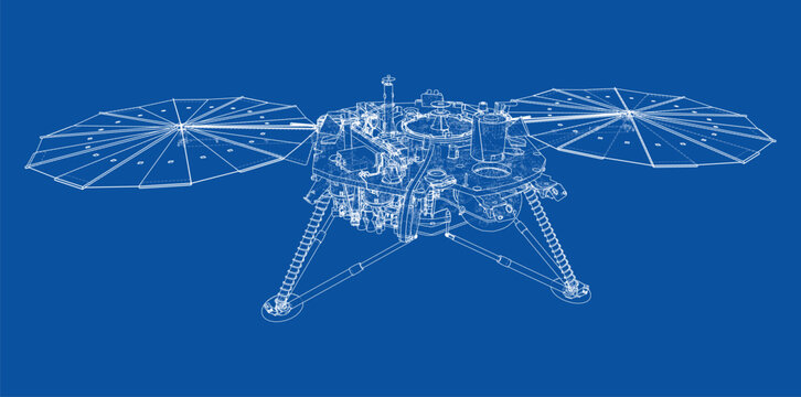 spacecraft blueprint illustration. Vector