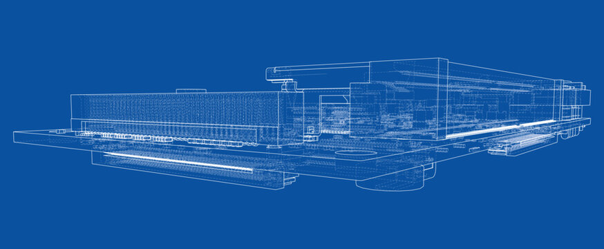 blueprint of industrial machine design. Vector