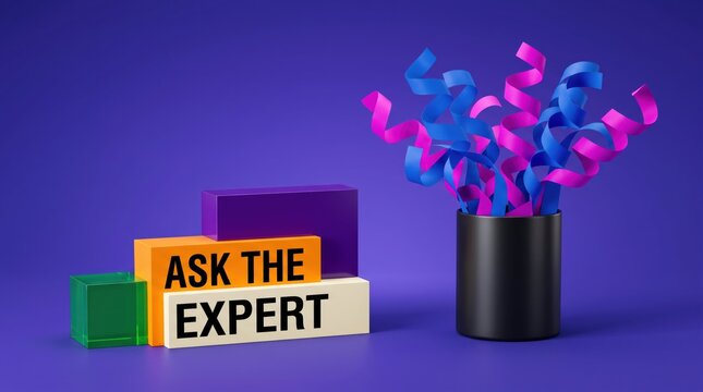 Colorful 3D Blocks with Ask the Expert Text for Marketing