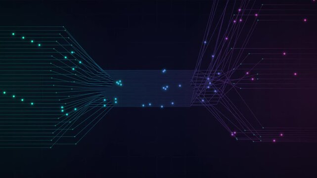 Digital Microchip Circuit Board Data Transfer Animation Background