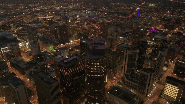 Overview of the city of Denver drone video mountains Colorado 4K