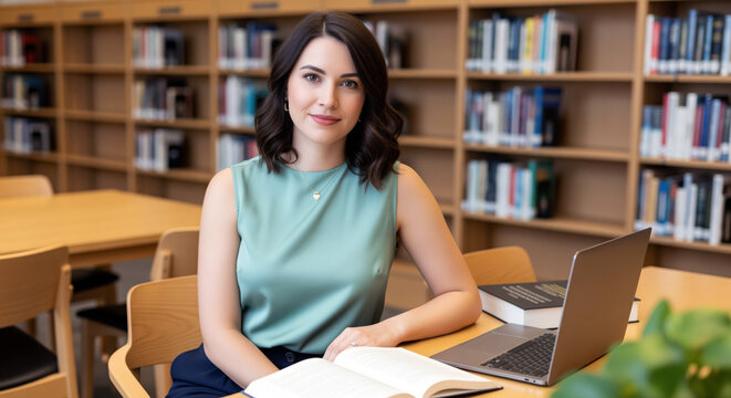 Student young woman studying with books in a library connects academic development with college learning, alongside courses and homework, through a grounded student perspective today