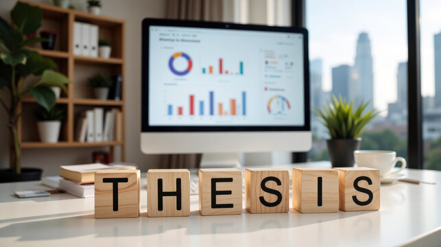 Thesis research develops an academic argument through evidence and analysis as a graduate student prepares a written study and defense to complete an advanced university degree