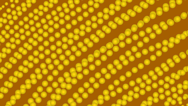 Geometric yellow dot pattern with diagonal alignment on dark brown background