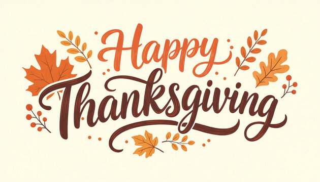 Happy Thanksgiving Brush Lettering Typography Design