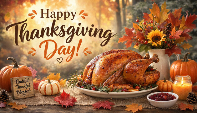 Happy Thanksgiving Day Greeting Card Typography