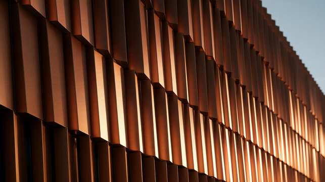 Modern Building Facade with Bronze Vertical Louvers