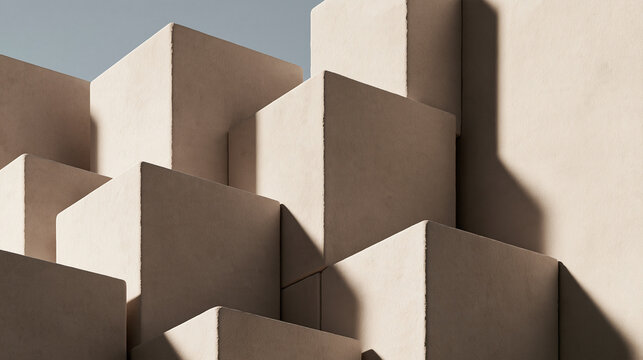 Abstract Geometric Concrete Cubes Architecture Background