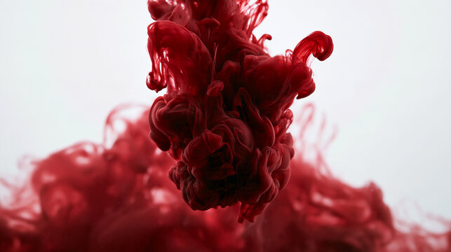 Red Ink Cloud Dispersing in Clear Water