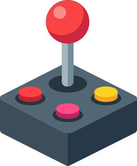 Retro Arcade Joystick Game Controller Isometric Vector Illustration for Video Game Console Classic Gaming and Vintage Electronic Entertainment © Gagas