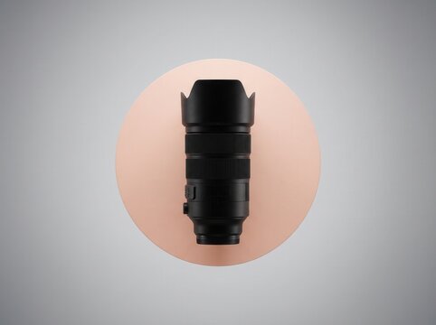 Professional camera zoom lens isolated on a neutral background with camera equip