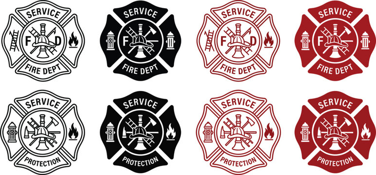 Classic fire department emblem vector set