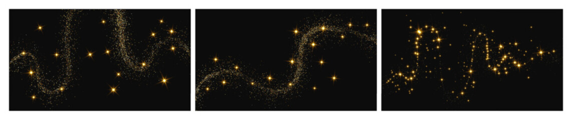 Plakat Gold glittering confetti wave and stardust