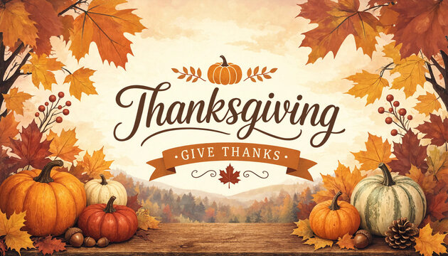 Thanksgiving Autumn Logo Design Template Illustration