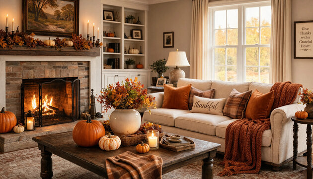 Thanksgiving Living Room Decor Background Banner