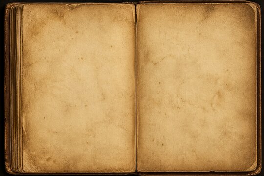 Antique book opened showing blank aged pages inside