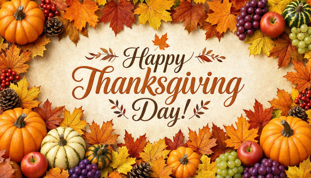 Thanksgiving Fruit Border Frame Background Template