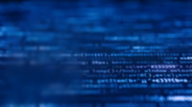 Abstract Cybersecurity Background with Digital Blue Coding and Network Data Patterns