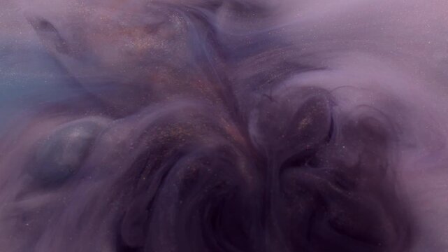 Chiaroscuro paint flow. Magic fume. Contrast pigment mix sparkling fluid defocused background. Black dye explosion colorful art haze.