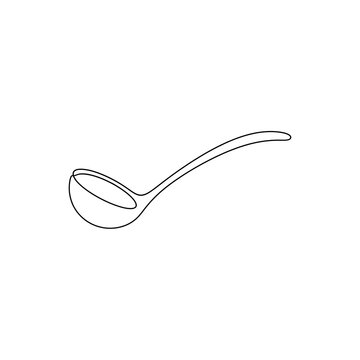 Minimalist Ladle One Line Drawing | Kitchen Utensil Continuous Art