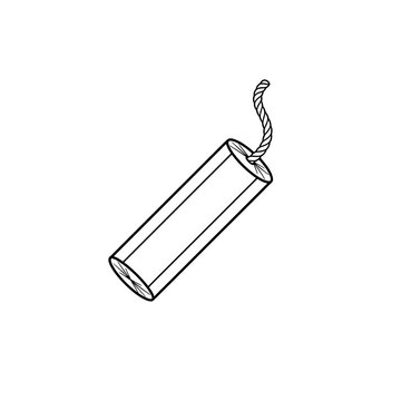 Dynamite Stick Outline Icon - Explosive Device Line Art Vector