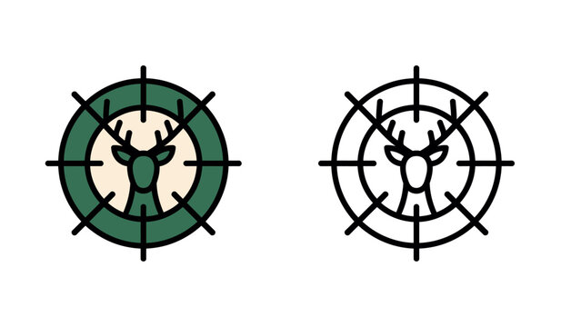 Deer head icon in green circle target for hunting and outdoor recreation.