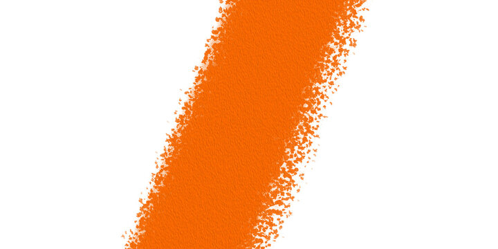Dynamic orange diagonal paint stroke with gritty texture and rough edges, perfect for bold design, isolated on transparent background, conveying energy and warmth.