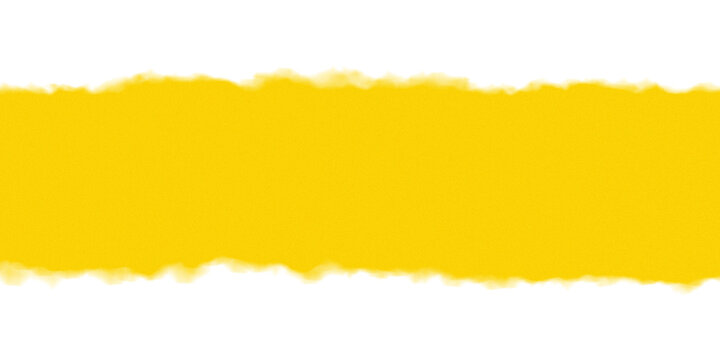 Bright yellow horizontal paint stroke with textured, uneven edges, ideal for vibrant design accents, isolated on transparent background, creating a cheerful and sunny mood.