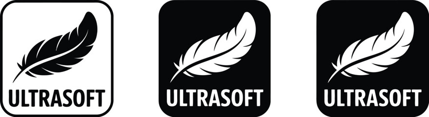 Ultra soft feather icon set, high comfort symbols for ultrasoft fabric, thin lightweight materials, sensitive skin, softness, fabric softener, labels, logos, and packaging design. © MST RUMI  AKTER