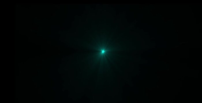 Abstract loop center glow multicolored star optical lens flares shine light animation on black background. 4K dynamic kinetic bright star light rays ..`