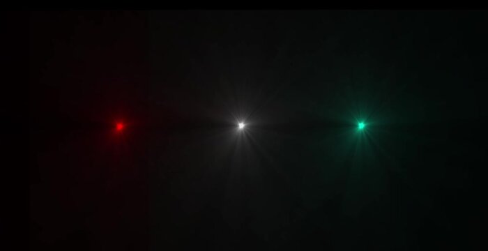 Abstract loop center glow multicolored star optical lens flares shine light animation on black background. 4K dynamic kinetic bright star light rays ..`