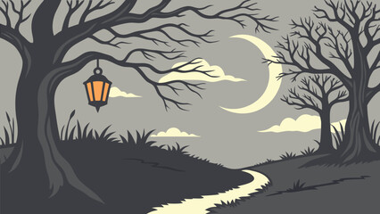 Fototapeta premium Halloween night landscape